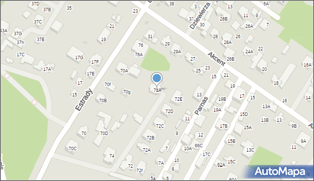 Warszawa, Estrady, 74A, mapa Warszawy