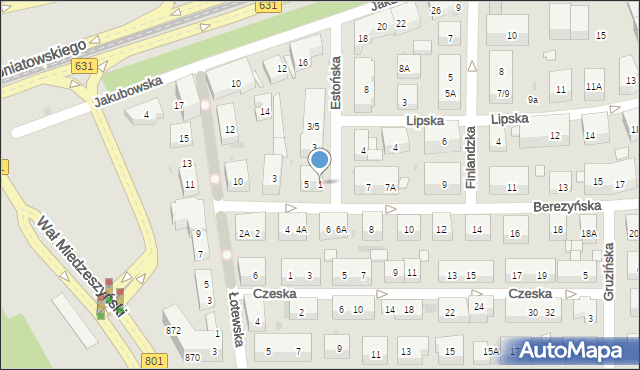 Warszawa, Estońska, 1, mapa Warszawy