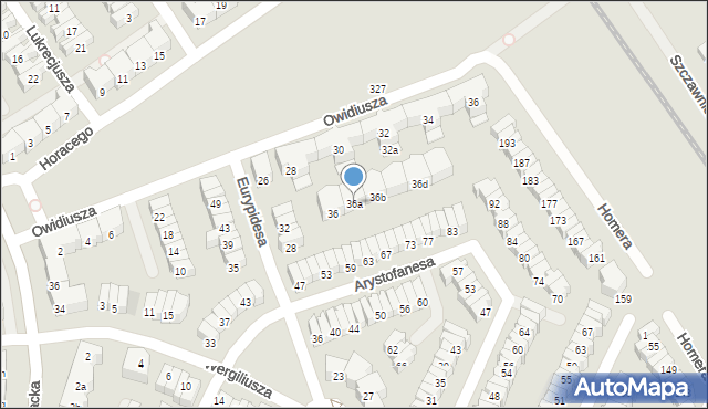 Poznań, Eurypidesa, 36a, mapa Poznania