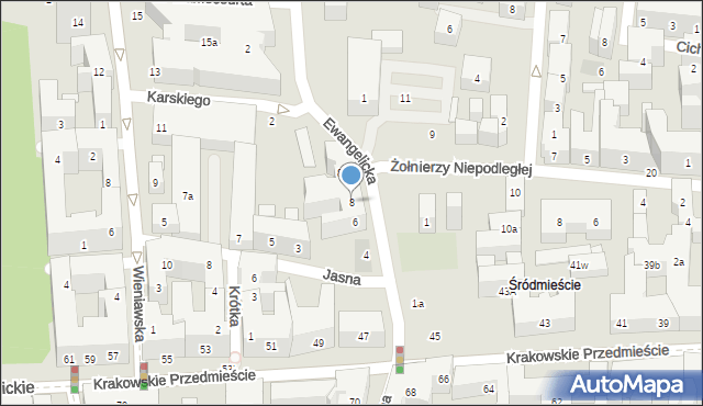 Lublin, Ewangelicka, 8, mapa Lublina