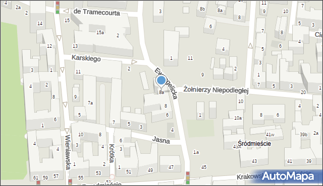 Lublin, Ewangelicka, 8a, mapa Lublina