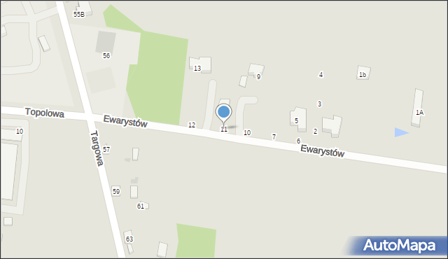 Osjaków, Ewarystów, 11, mapa Osjaków