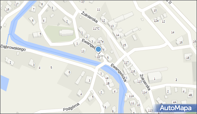 Podgórzyn, Ewangelicka, 12, mapa Podgórzyn
