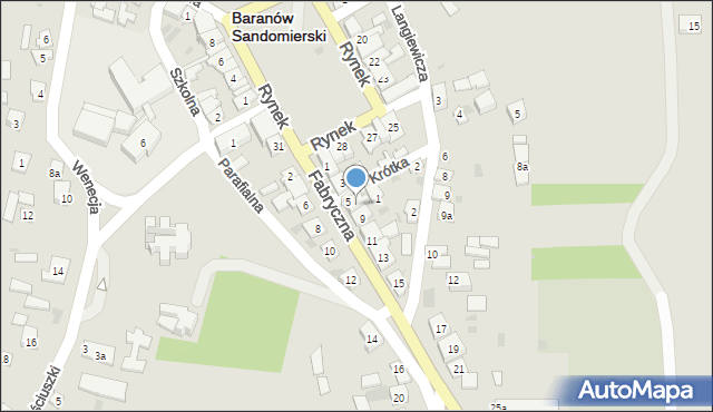 Baranów Sandomierski, Fabryczna, 7, mapa Baranów Sandomierski