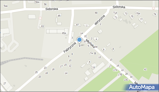 Biała Podlaska, Fabryczna, 4, mapa Białej Podlaskiej