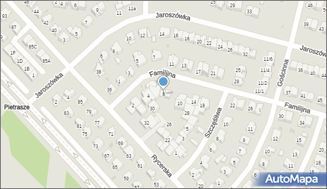 Białystok, Familijna, 8, mapa Białegostoku