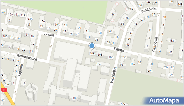 Bytom, Fałata Juliana, 16A, mapa Bytomia