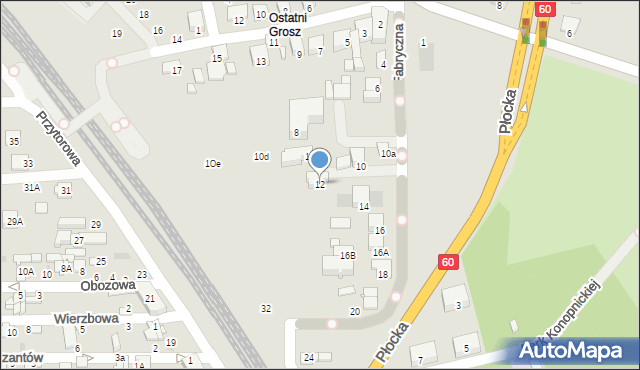 Ciechanów, Fabryczna, 12, mapa Ciechanów