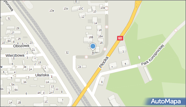 Ciechanów, Fabryczna, 20, mapa Ciechanów