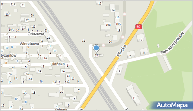 Ciechanów, Fabryczna, 24, mapa Ciechanów