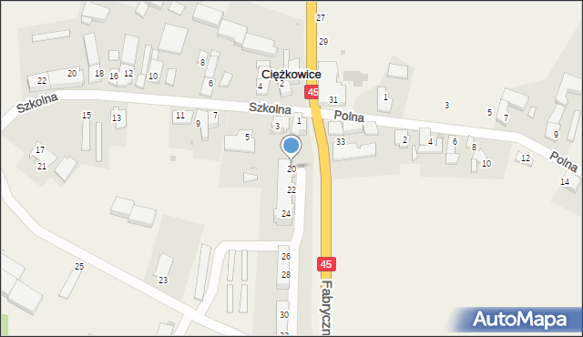 Ciężkowice, Fabryczna, 20, mapa Ciężkowice