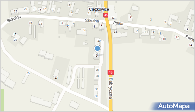 Ciężkowice, Fabryczna, 24, mapa Ciężkowice