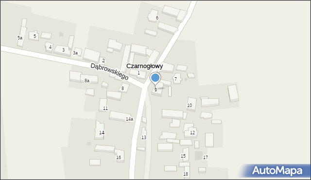 Czarnogłowy, Fabryczna, 9, mapa Czarnogłowy