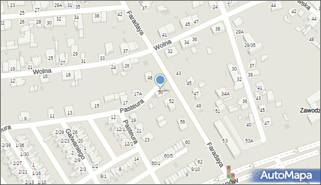 Częstochowa, Faradaya Michaela, 50, mapa Częstochowy