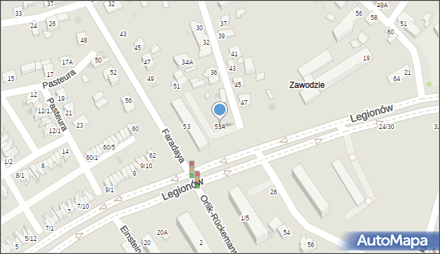 Częstochowa, Faradaya Michaela, 53A, mapa Częstochowy