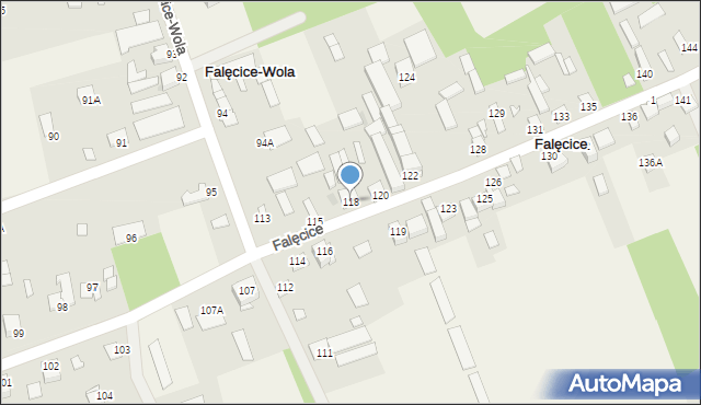 Falęcice, Falęcice, 118, mapa Falęcice