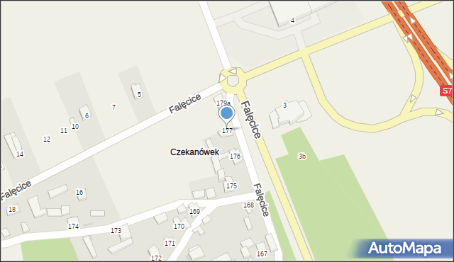 Falęcice, Falęcice, 177, mapa Falęcice