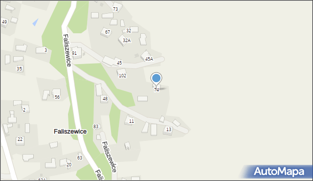 Faliszewice, Faliszewice, 74, mapa Faliszewice