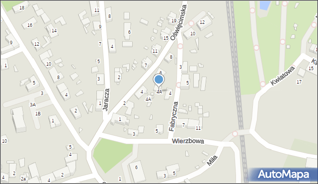 Gliwice, Fabryczna, 4A, mapa Gliwic