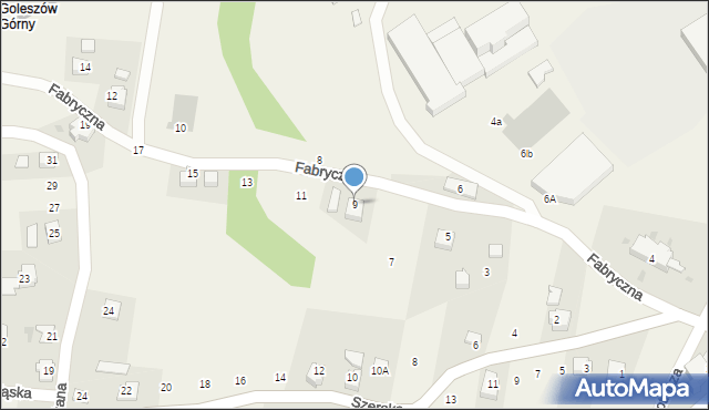 Goleszów, Fabryczna, 9, mapa Goleszów
