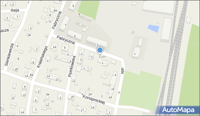 Gomunice, Fabryczna, 1A, mapa Gomunice