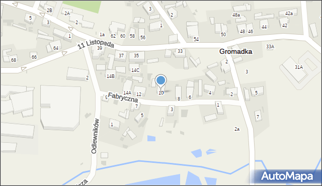 Gromadka, Fabryczna, 10, mapa Gromadka