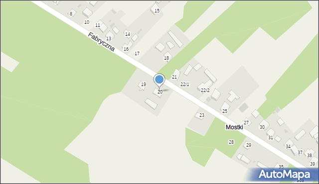 Hucisko, Fabryczna, 20, mapa Hucisko