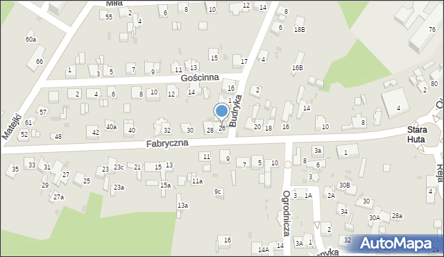 Jaworzno, Fabryczna, 26, mapa Jaworzno