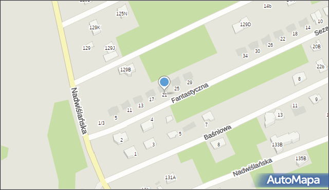 Józefów, Fantastyczna, 21, mapa Józefów