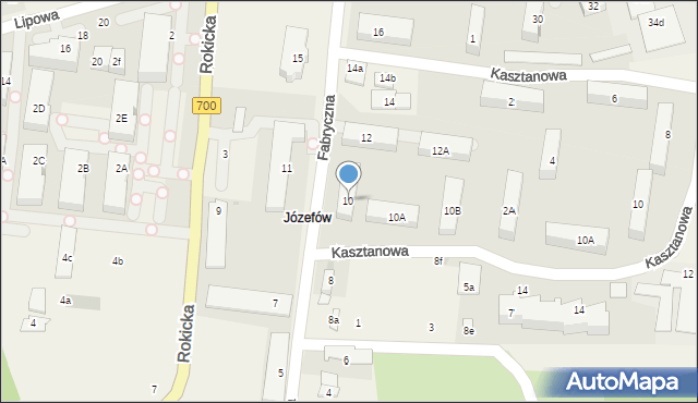 Józefów, Fabryczna, 10, mapa Józefów