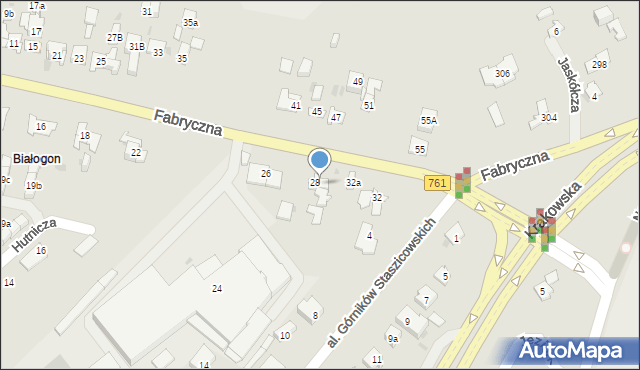 Kielce, Fabryczna, 30, mapa Kielc