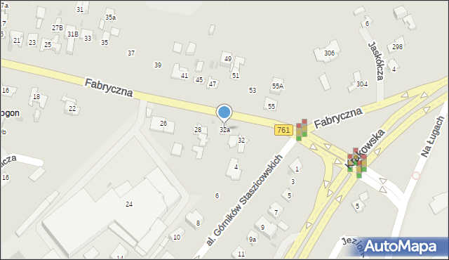 Kielce, Fabryczna, 32a, mapa Kielc