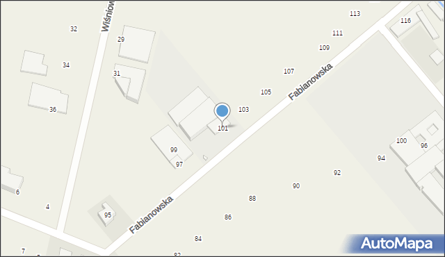 Komorniki, Fabianowska, 101, mapa Komorniki