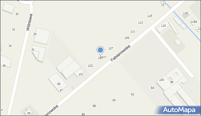 Komorniki, Fabianowska, 105, mapa Komorniki