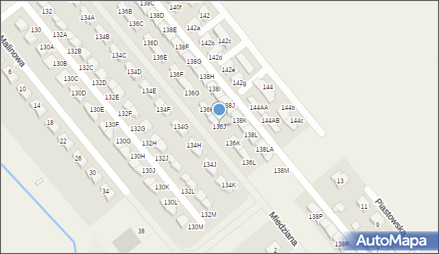 Komorniki, Fabianowska, 136J, mapa Komorniki