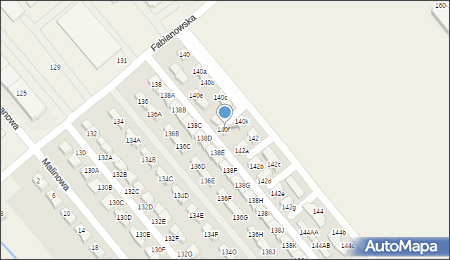 Komorniki, Fabianowska, 140f, mapa Komorniki