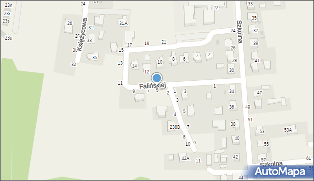 Koszyce Wielkie, Falińskiej Irmy, 5, mapa Koszyce Wielkie