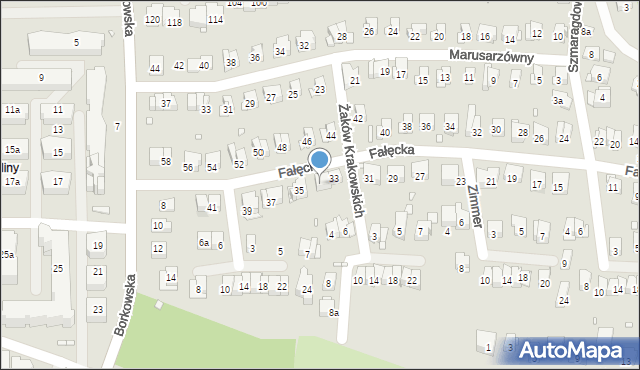 Kraków, Fałęcka, 33a, mapa Krakowa