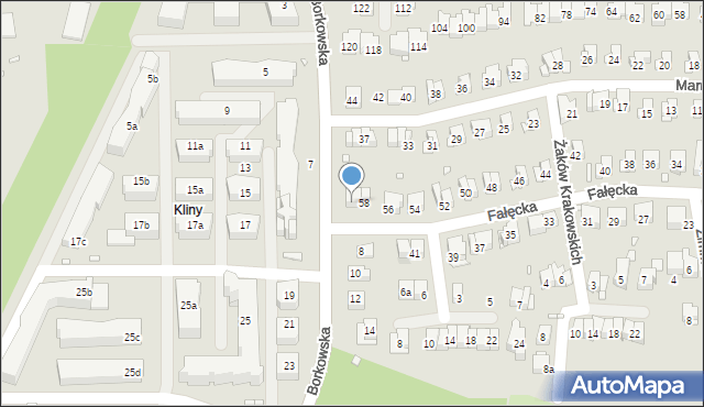 Kraków, Fałęcka, 60, mapa Krakowa