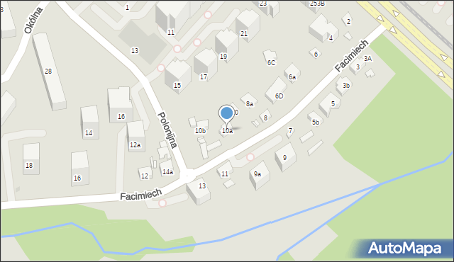 Kraków, Facimiech, 10a, mapa Krakowa