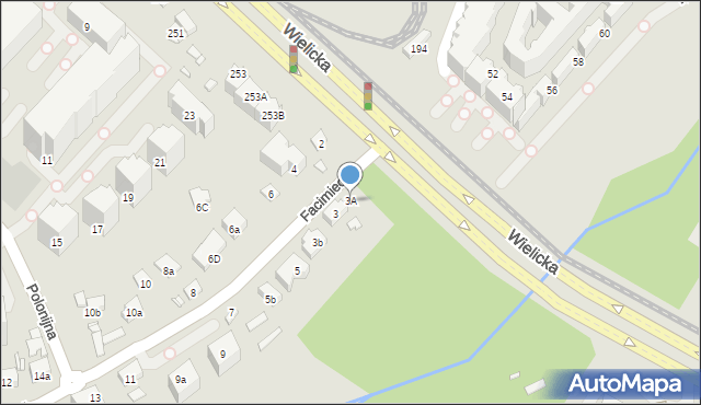 Kraków, Facimiech, 3A, mapa Krakowa