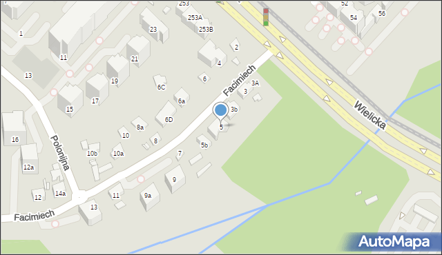 Kraków, Facimiech, 5, mapa Krakowa