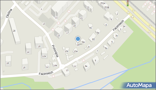 Kraków, Facimiech, 10, mapa Krakowa