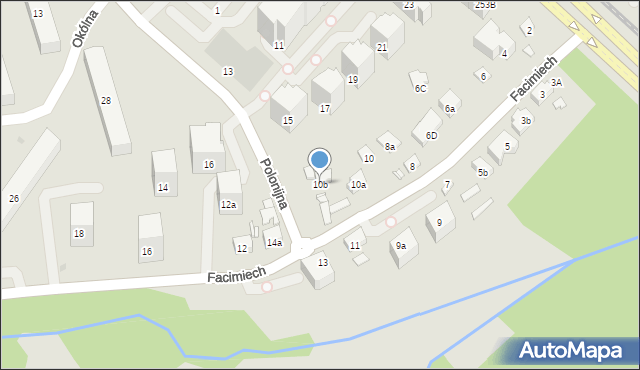 Kraków, Facimiech, 10b, mapa Krakowa