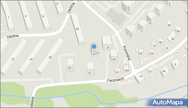 Kraków, Facimiech, 14, mapa Krakowa