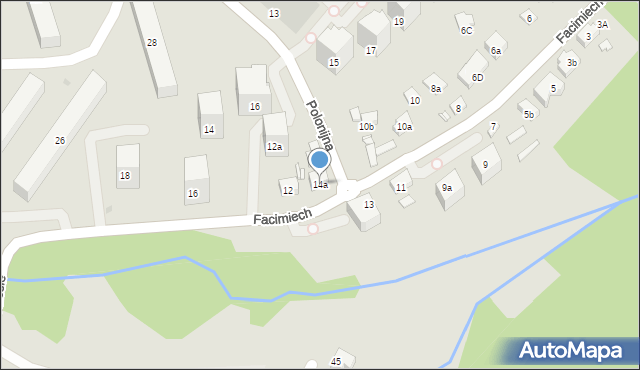 Kraków, Facimiech, 14a, mapa Krakowa