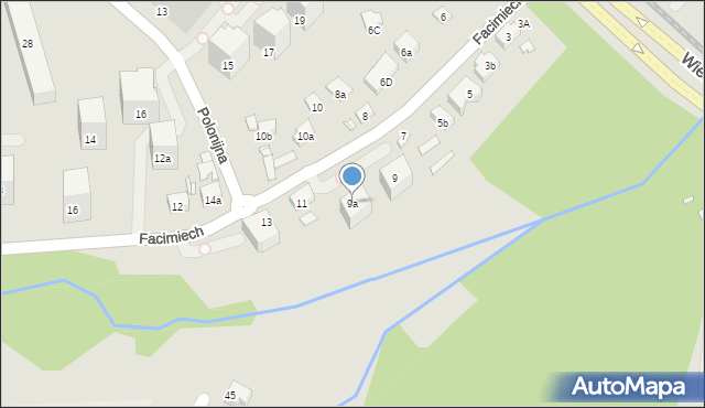 Kraków, Facimiech, 9a, mapa Krakowa