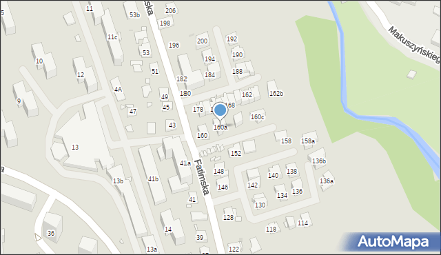 Kraków, Fatimska, 160a, mapa Krakowa