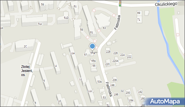 Kraków, Fatimska, 57a, mapa Krakowa