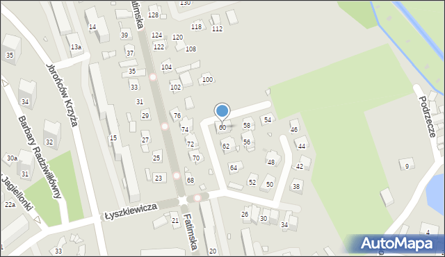 Kraków, Fatimska, 60, mapa Krakowa